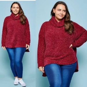Reborn J Wine Ribbed Chenille Sweater